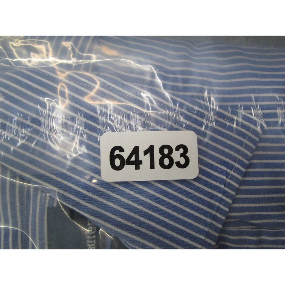 Polo Ralph Lauren Curham Mens 16-34 Blue Striped French Cuff Dress Shirt Y2K